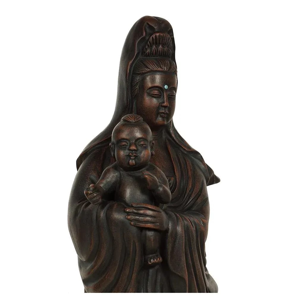 1950s Vintage Chinese Carved Purple Clay Kwan Yin Statuary - 5