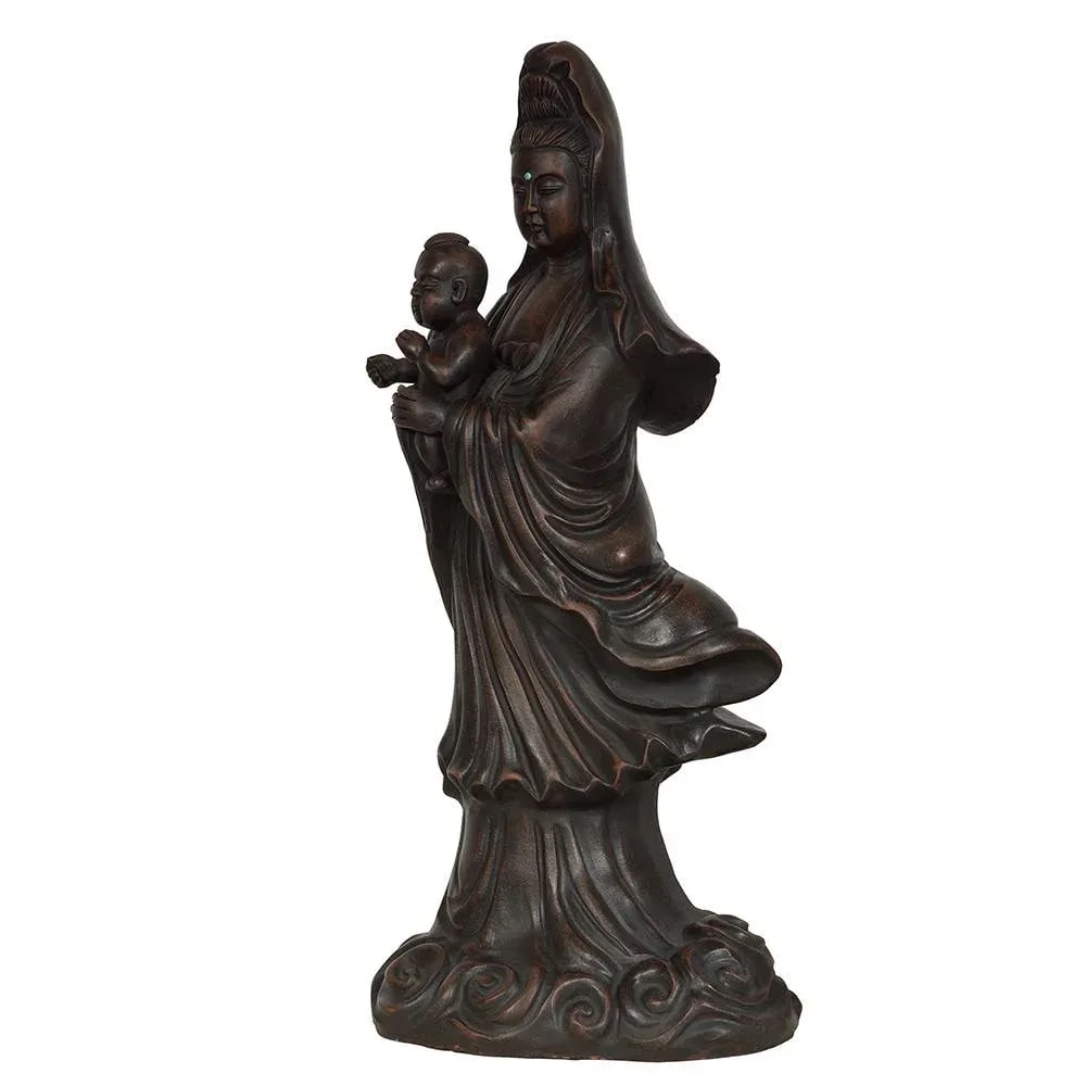 1950s Vintage Chinese Carved Purple Clay Kwan Yin Statuary - 7