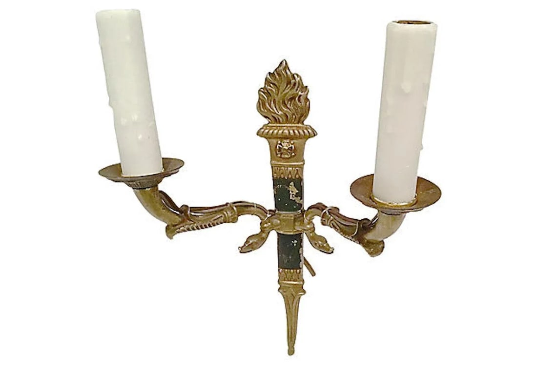 Antique French Empire Torch & Swan Sconces - a Pair - 3