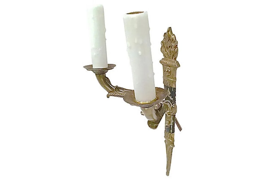 Antique French Empire Torch & Swan Sconces - a Pair - 4