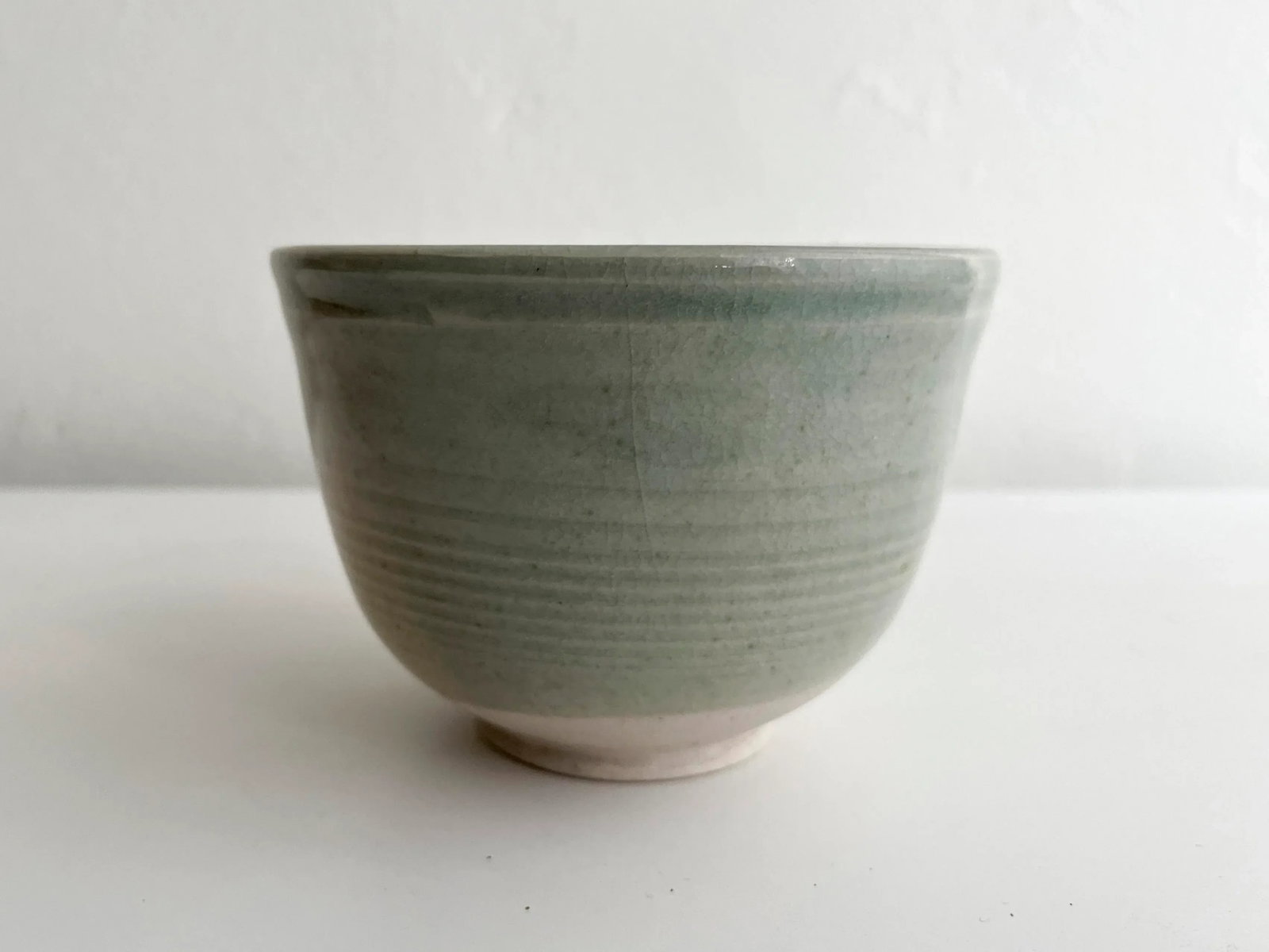 Vintage Sage Green and Tan Ceramic Bowl, Signed - 3