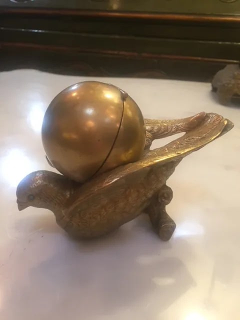 19th C. French Bronze Bird Inkwell - 11