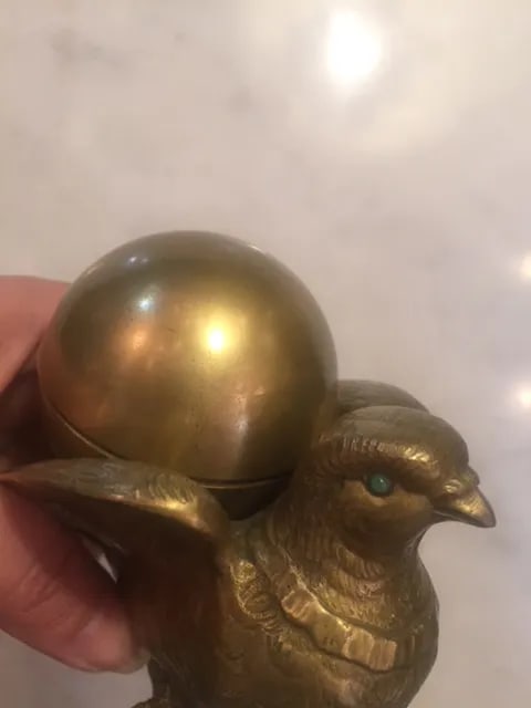 19th C. French Bronze Bird Inkwell - 4
