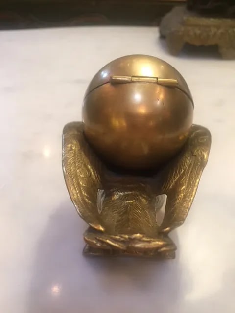 19th C. French Bronze Bird Inkwell - 7