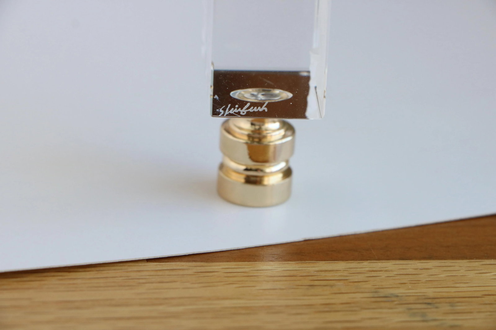 Crystal Cat Lamp Finial on Golden Brass Hardware - 6