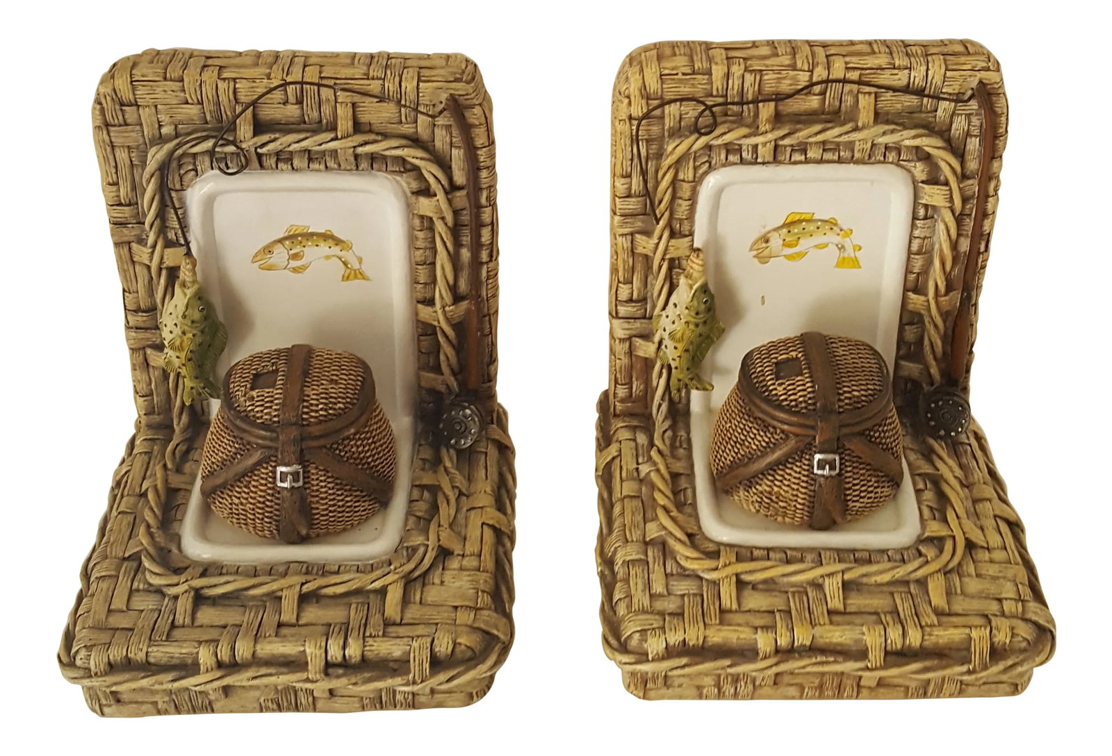 Seymour Mann Fisherman Bookends - A Pair: What an awesome gift for the fisherman in your life. These fun, novelty bookends will look fantastic in a home office, dorm room, or just in your family room. The bookends are very detailed with a