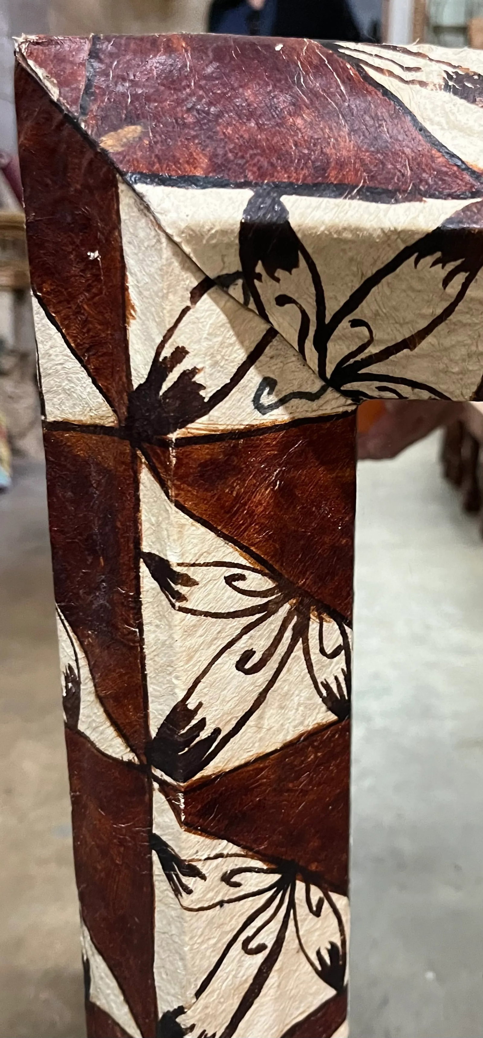 1950s Mirror Framed in Tonga Tapa Cloth - 5