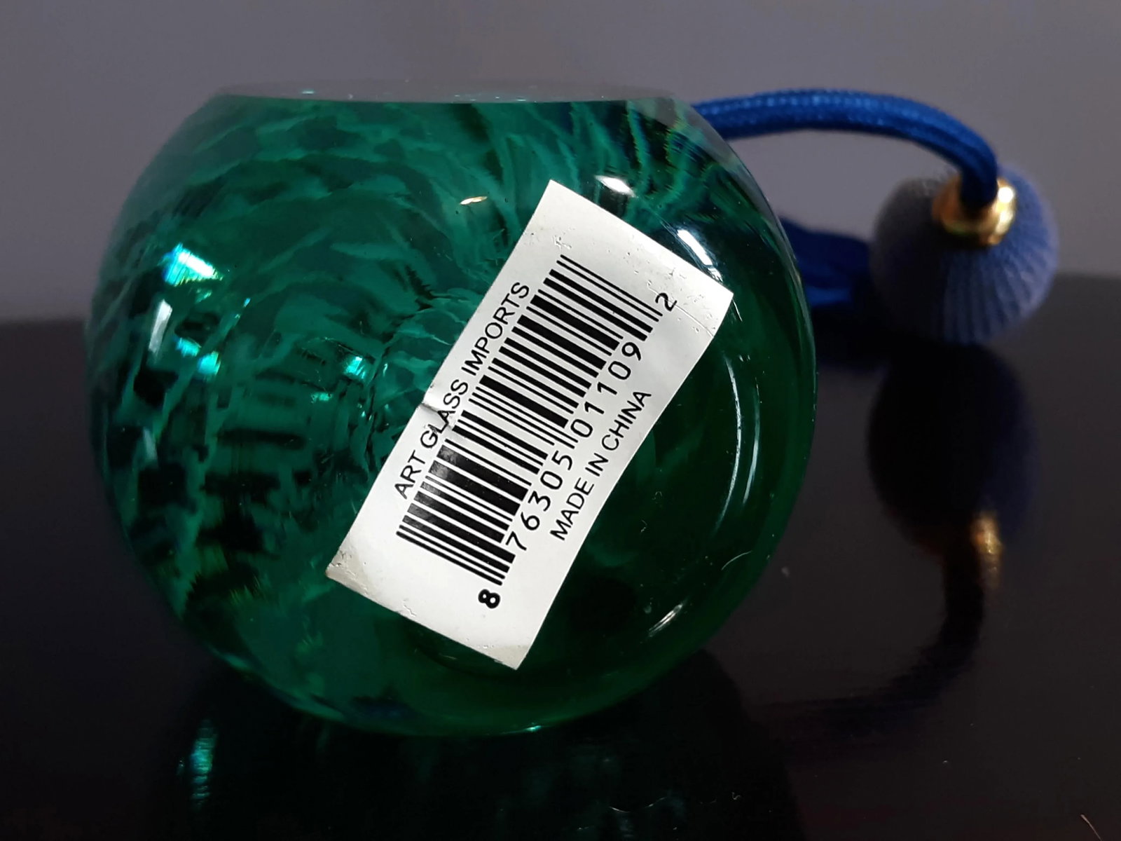 1990s Art Glass Imports Green & Blue Golden Accent Perfume Optimizer - 10