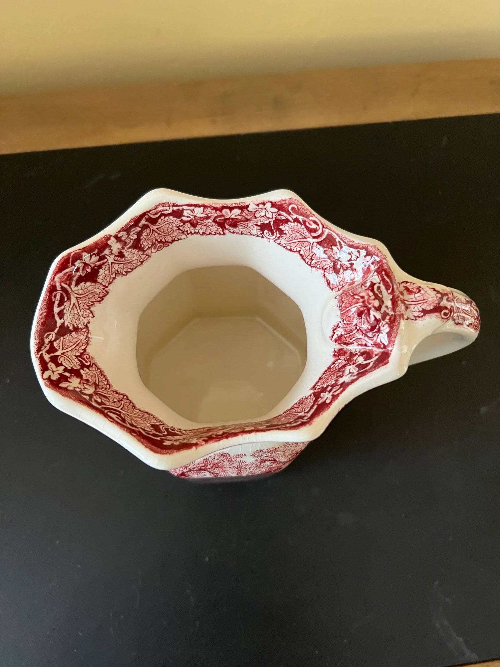 Early 20th Century Mason's Ironstone Pitcher. China Vista Ruby Red Fenton. Made in England - 2