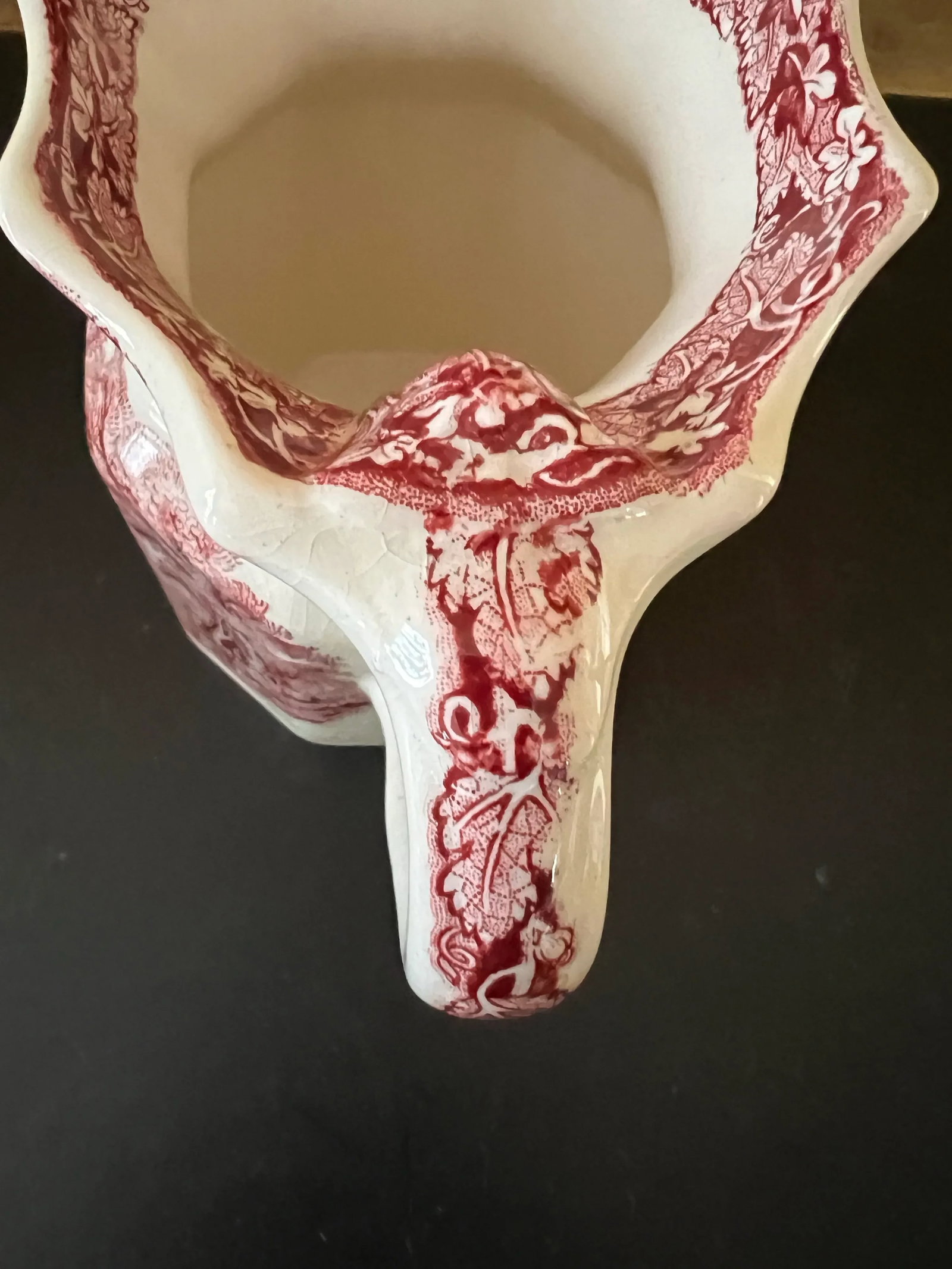 Early 20th Century Mason's Ironstone Pitcher. China Vista Ruby Red Fenton. Made in England - 3