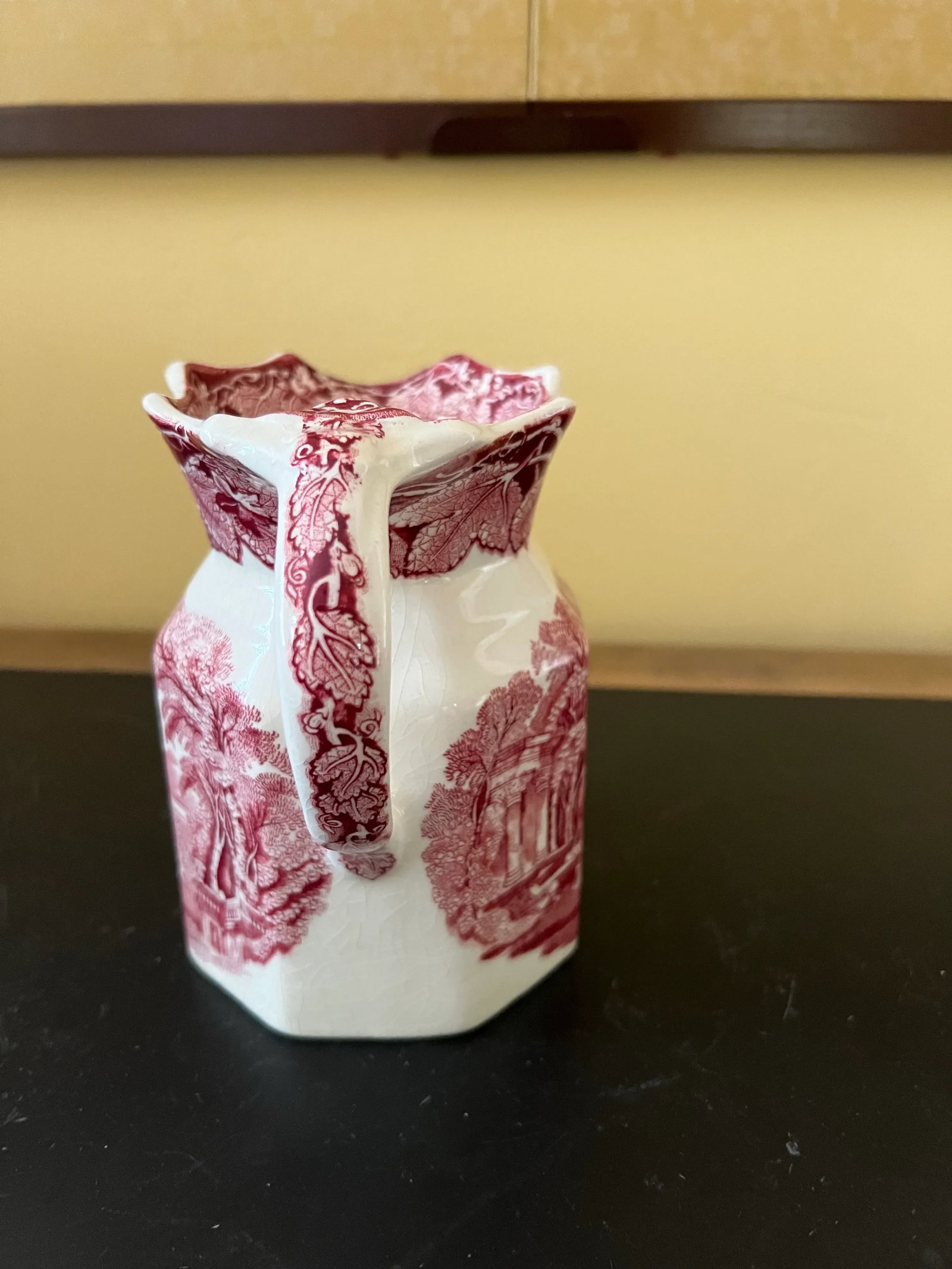 Early 20th Century Mason's Ironstone Pitcher. China Vista Ruby Red Fenton. Made in England - 4
