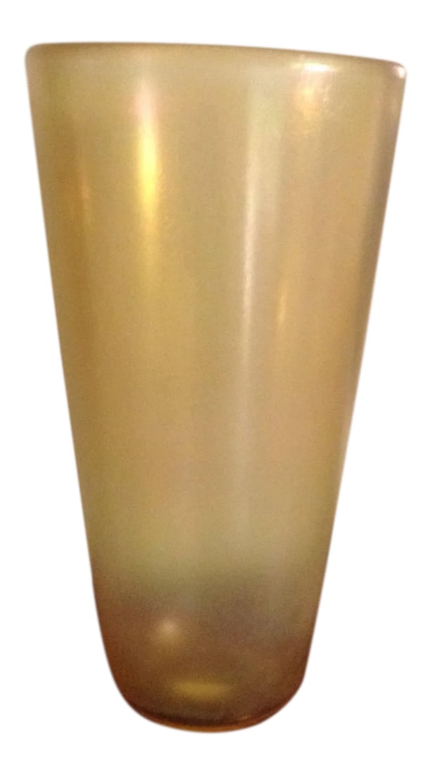 Vintage Formia Murano Oversized Vase 14 3/4 Tall: Beautiful vintage Formia Vetri Di Murano made in Italy vase in amber crackle iridescent. This is a heavy oversized 8 pound vase. Original sticker label. In great vintage condition. No issues. Thanks f
