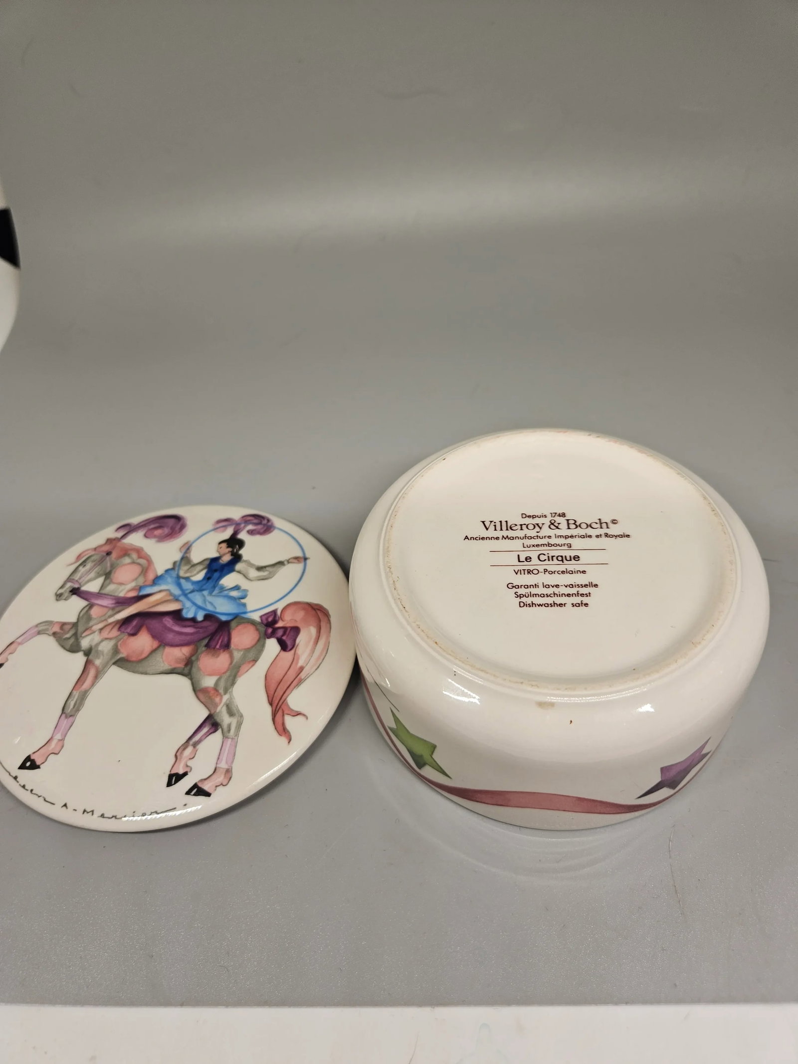 Villeroy & Boch Le Cirque Jean Mercier Porcelain Trinket Box Circus Horse Rider - 7