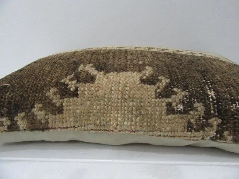 Turkish Handmade Beige & Brown Pillow - 24''W * 16''H - 2