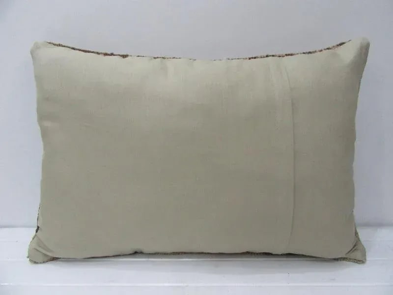 Turkish Handmade Beige & Brown Pillow - 24''W * 16''H - 3