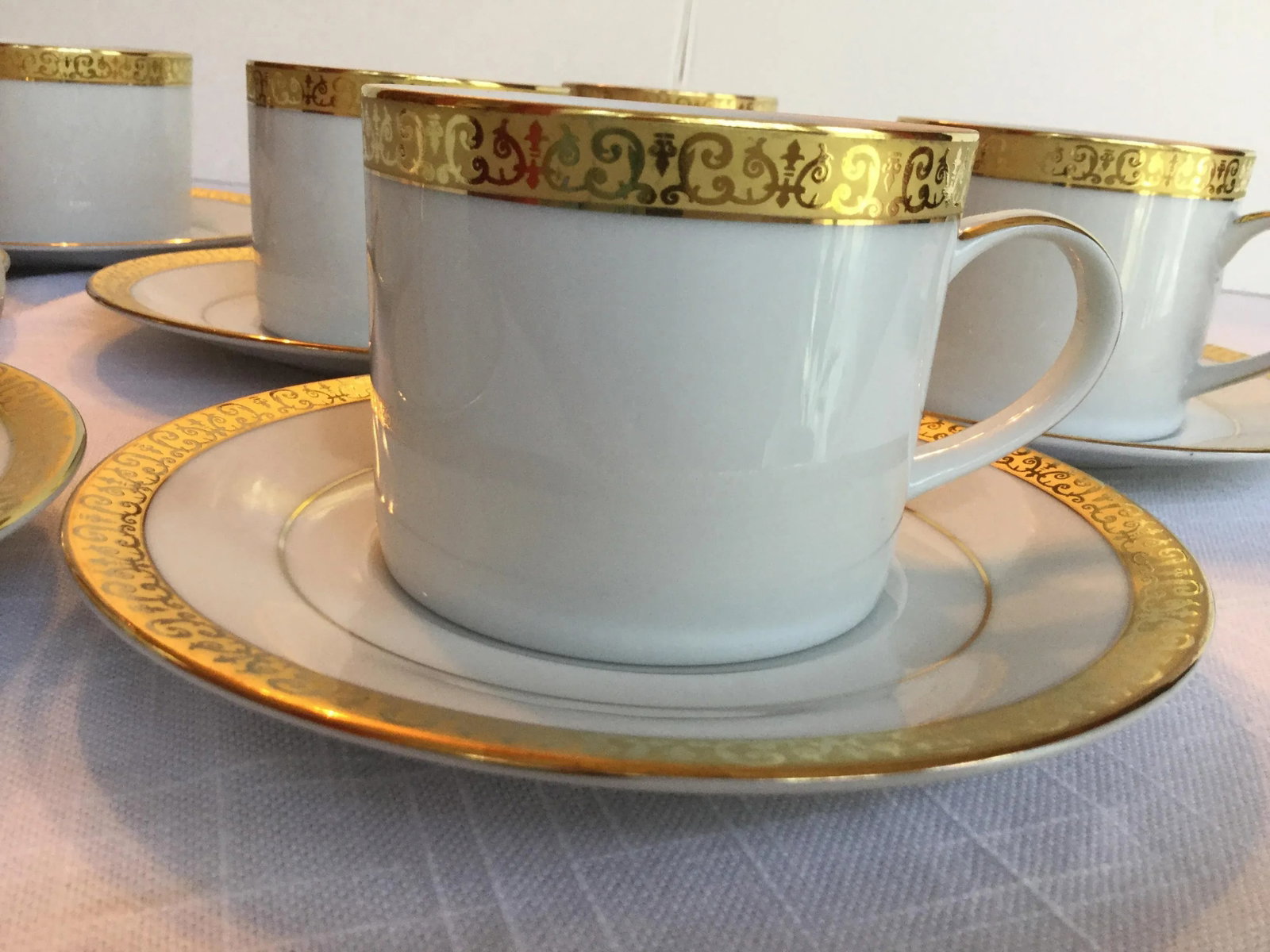 Vintage Royal Tettau Porcelain Espresso Cups & Saucers - Service for 7 - 8