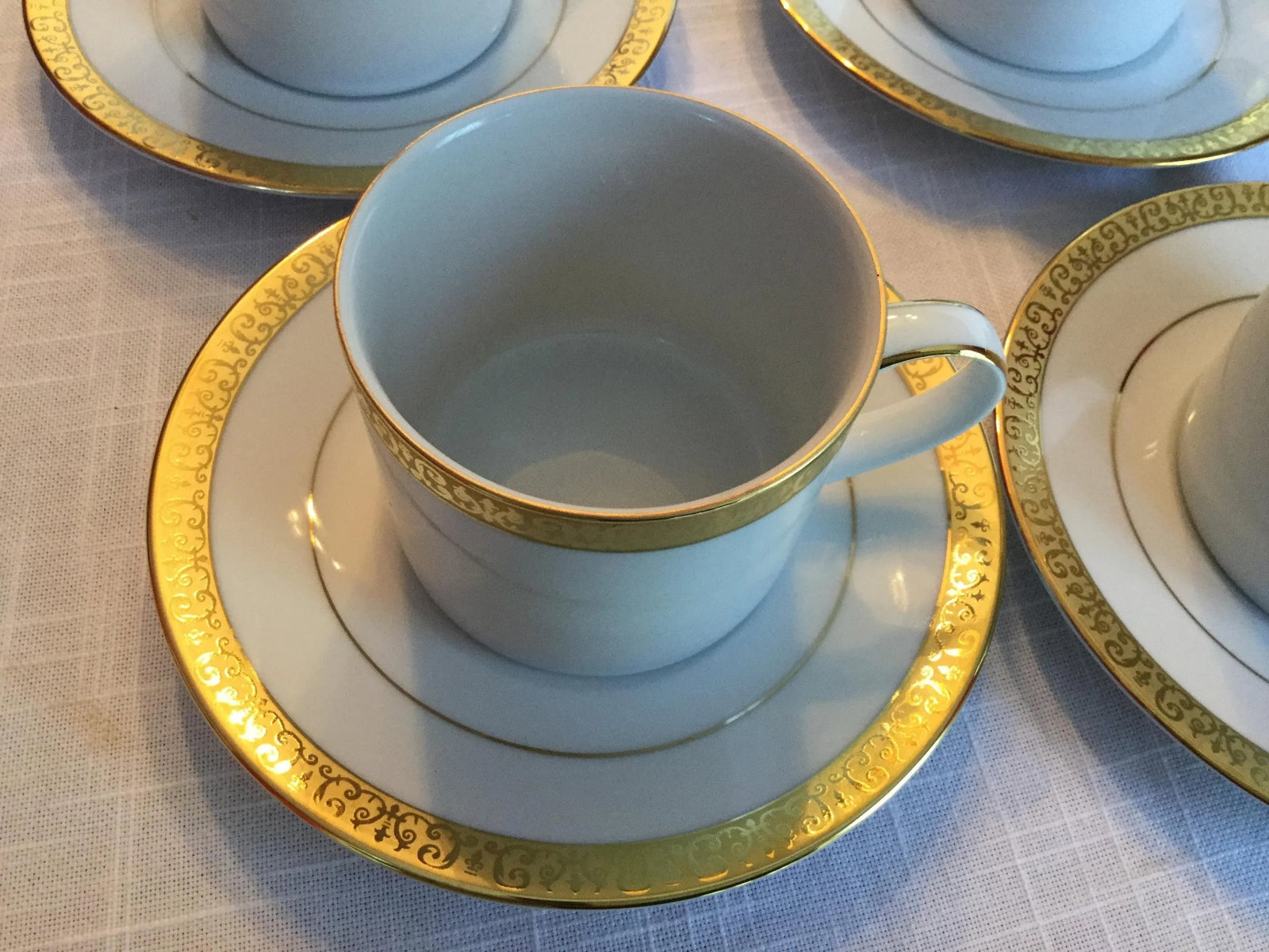 Vintage Royal Tettau Porcelain Espresso Cups & Saucers - Service for 7 - 9