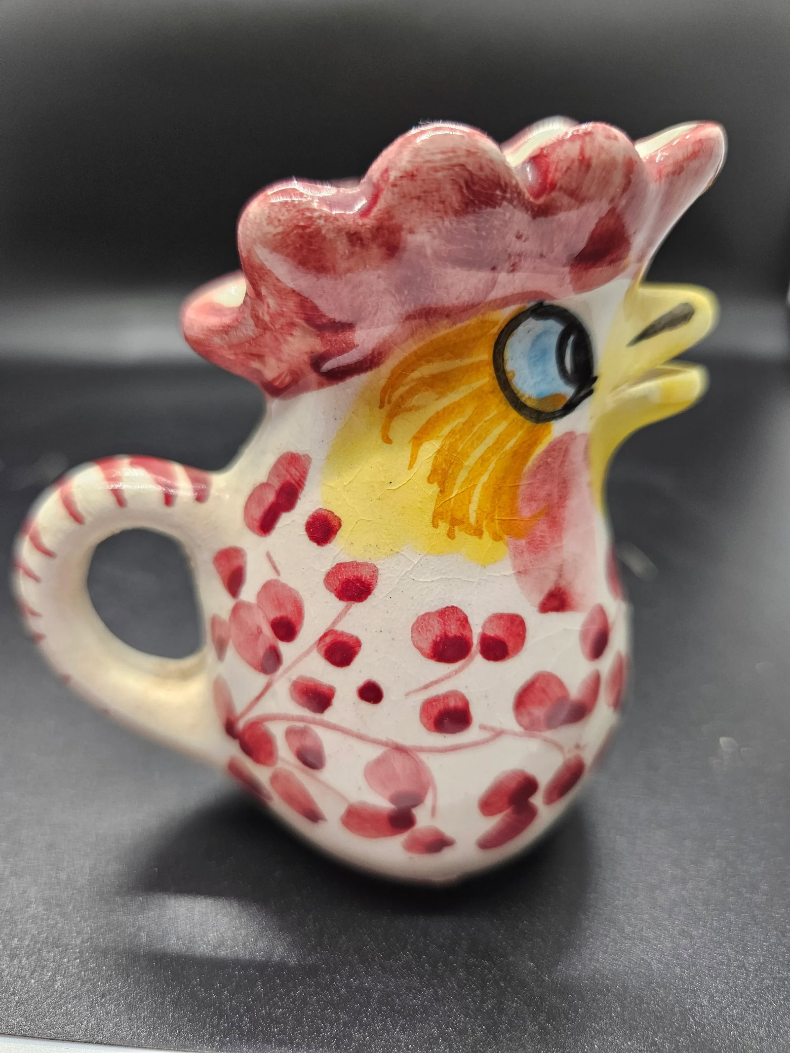Hand Painted Made in Italy Ceramic Rooster Creamer Pitcher - 3