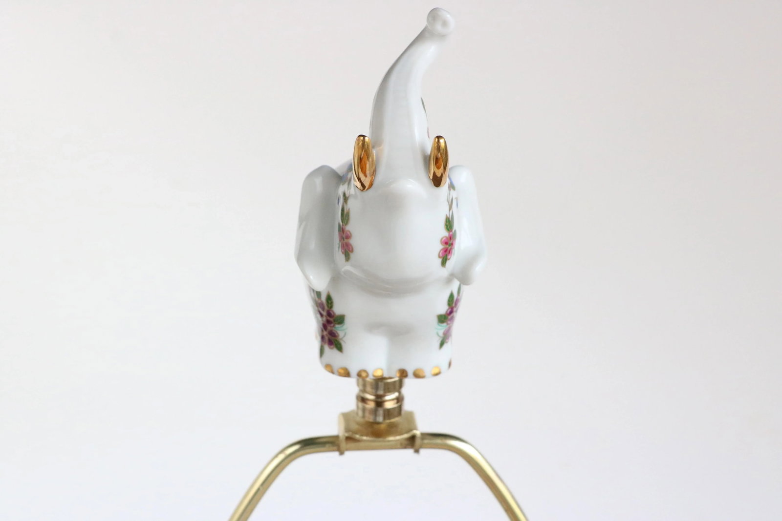 Floral Porcelain Elephant Lamp Finial - 5
