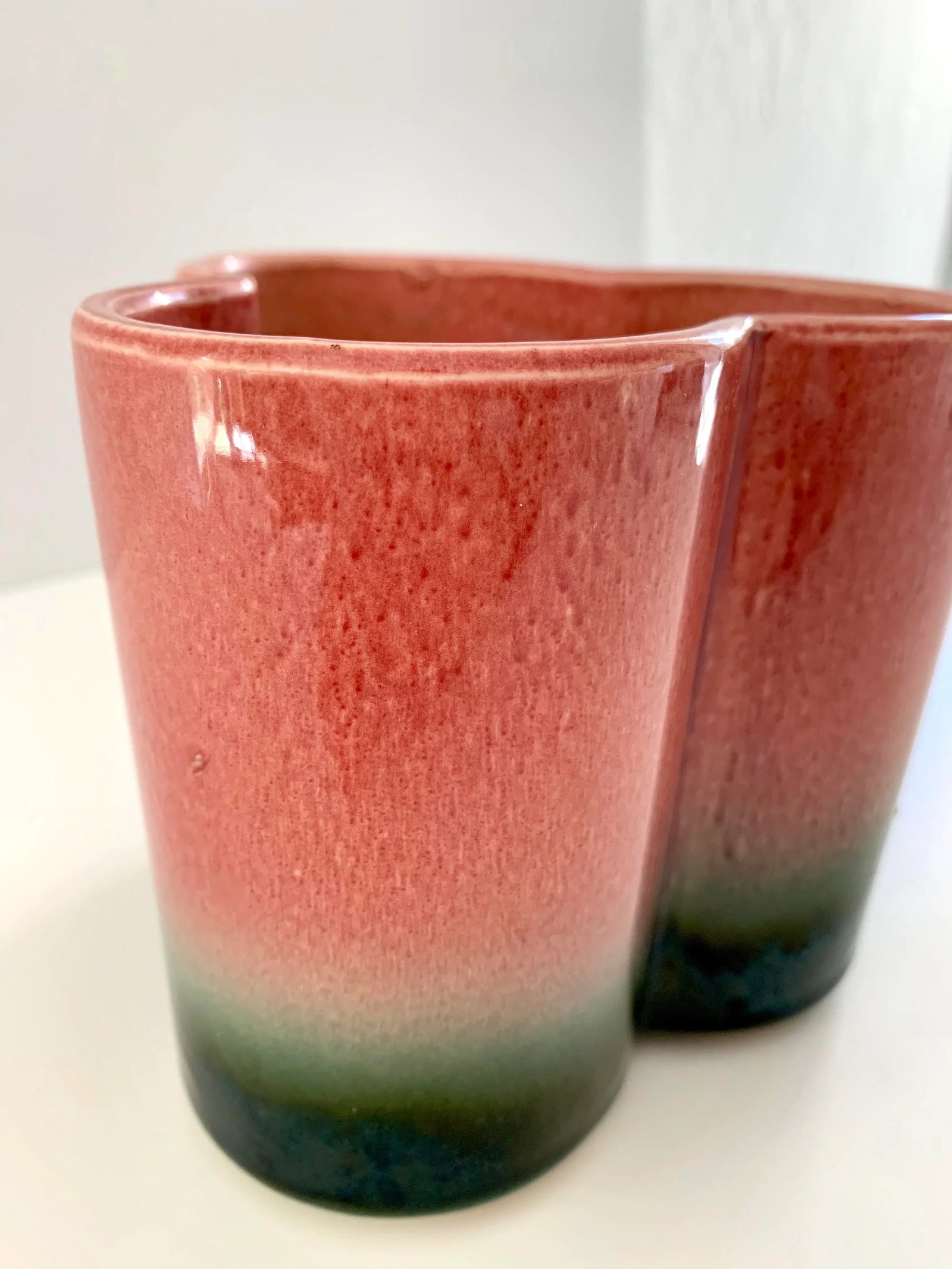 Pink and Green Planter Pot 1950s Hull Pottery Cachepot Ombre - 10