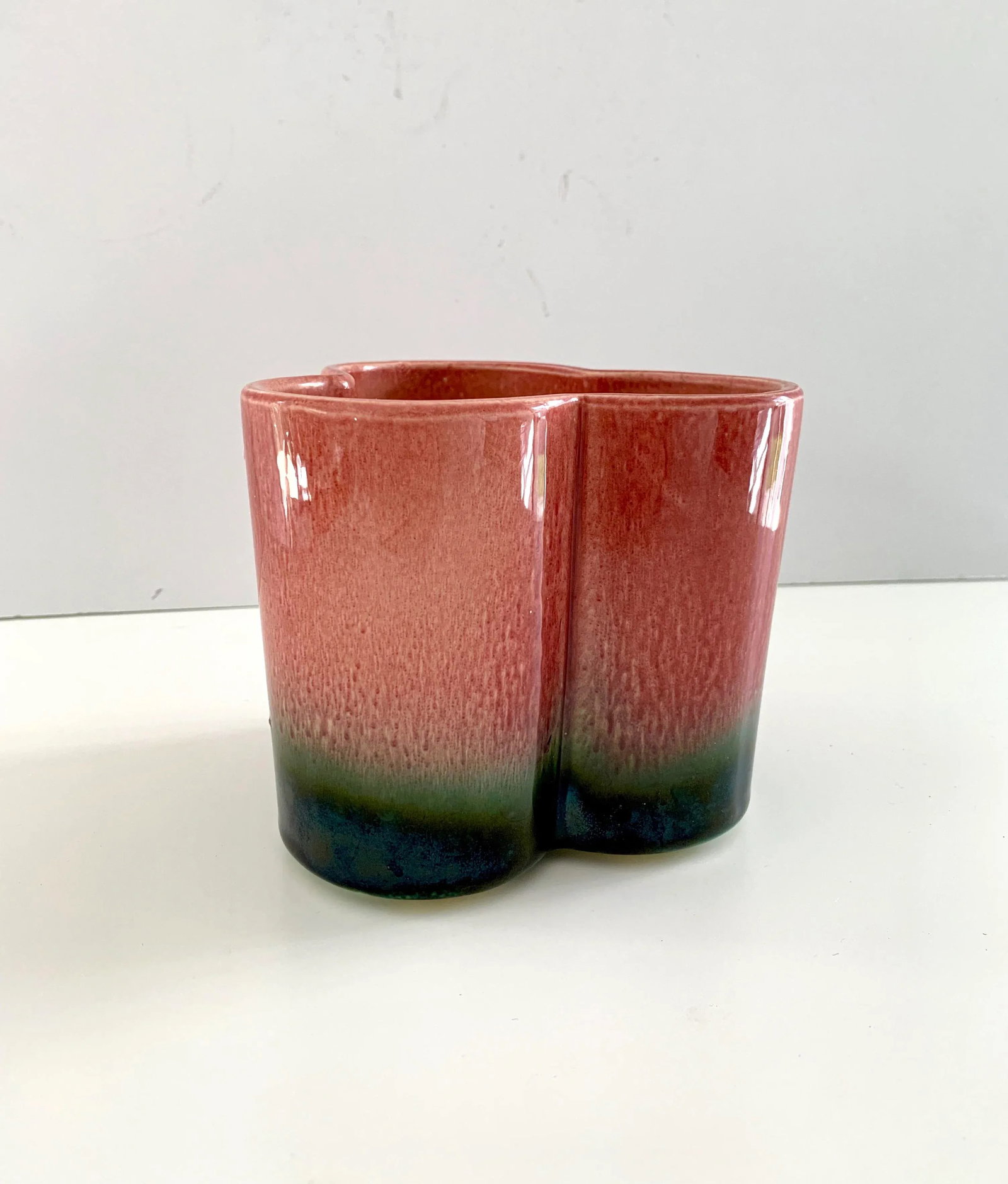 Pink and Green Planter Pot 1950s Hull Pottery Cachepot Ombre - 4