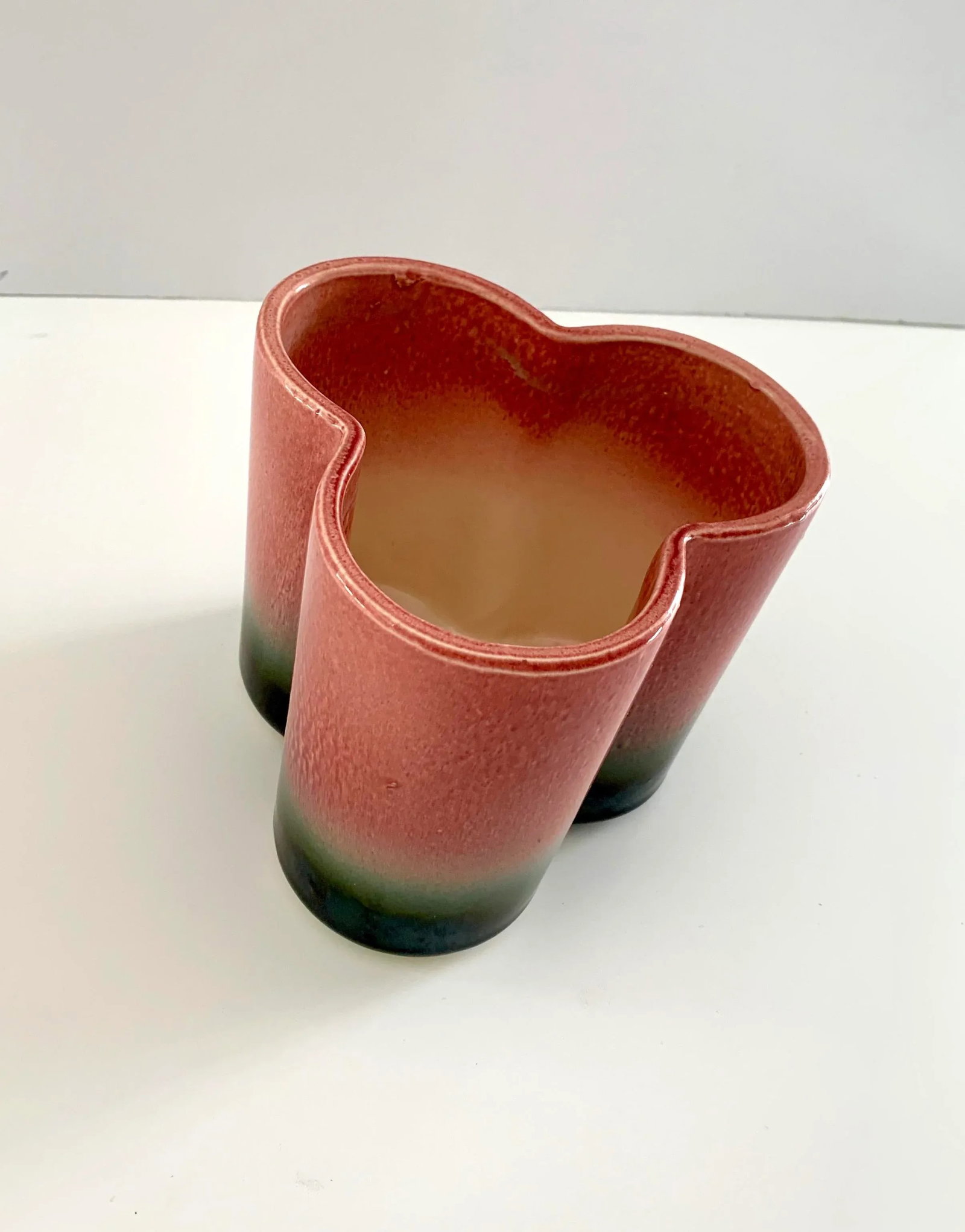 Pink and Green Planter Pot 1950s Hull Pottery Cachepot Ombre - 5