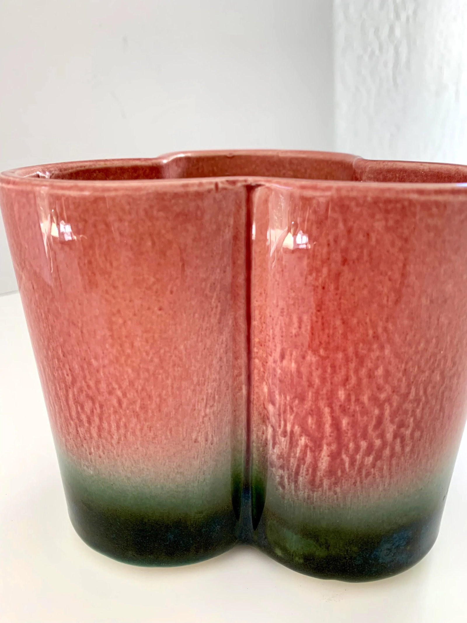 Pink and Green Planter Pot 1950s Hull Pottery Cachepot Ombre - 9