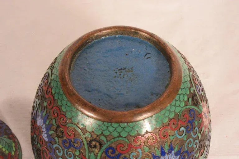 1910 Cloisonne Jar With Lid - 5