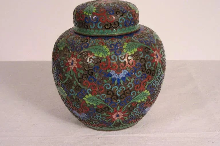 1910 Cloisonne Jar With Lid - 7