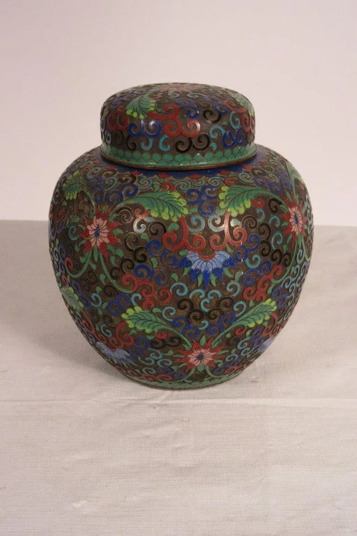 1910 Cloisonne Jar With Lid - 9