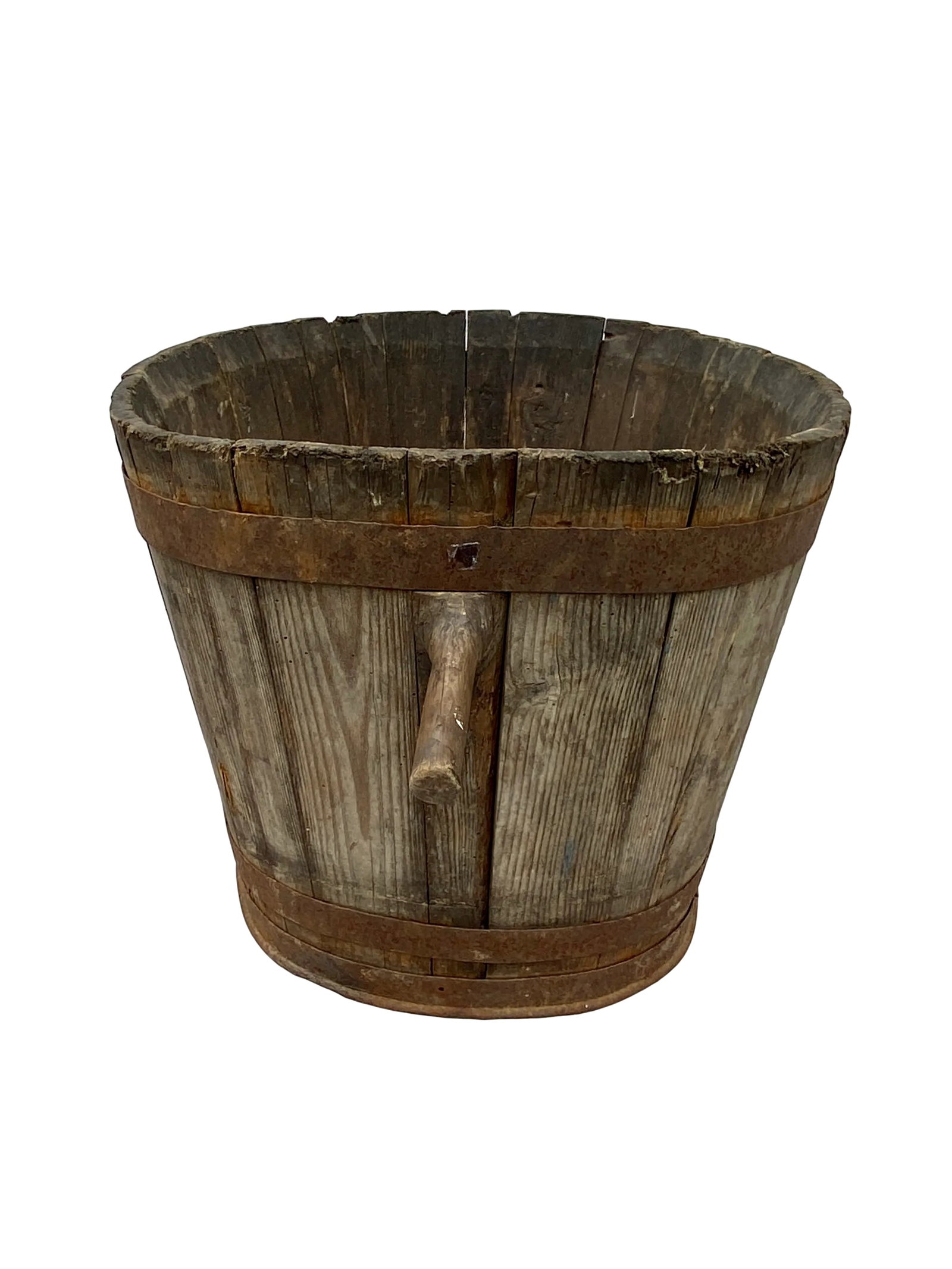 19th C French Oakwood Grape Harvest Bucket From Burgundy - 4
