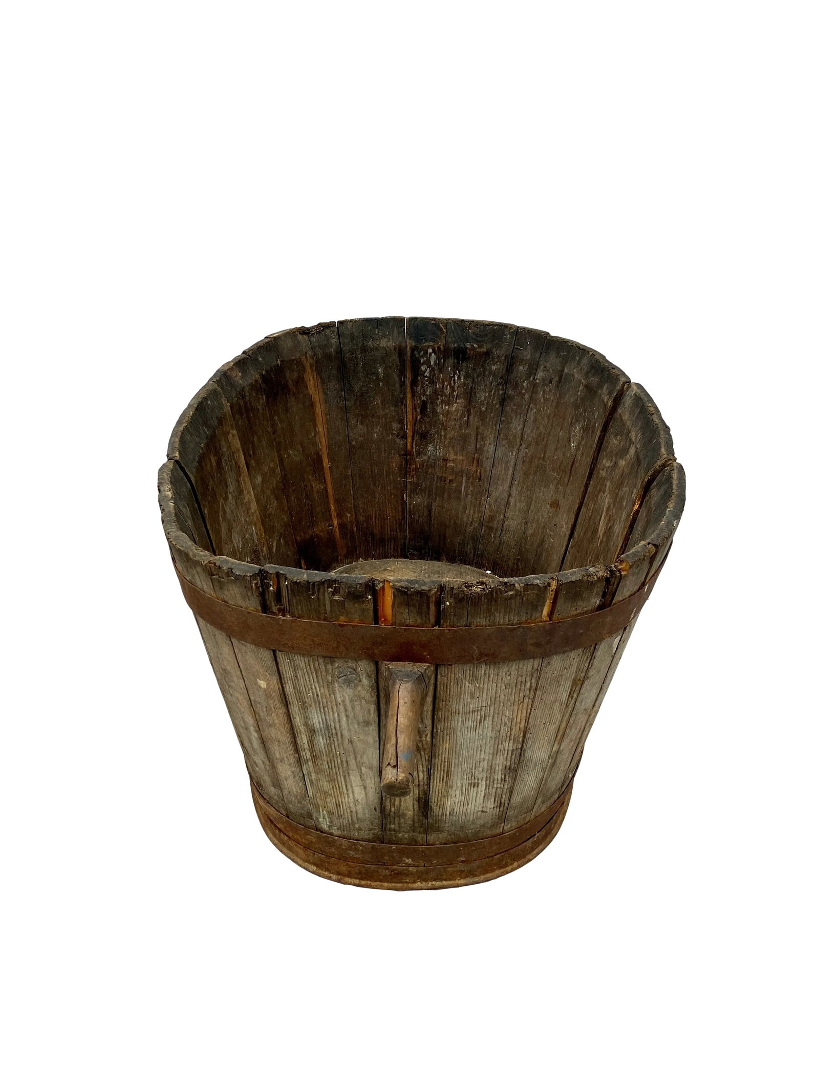 19th C French Oakwood Grape Harvest Bucket From Burgundy - 5
