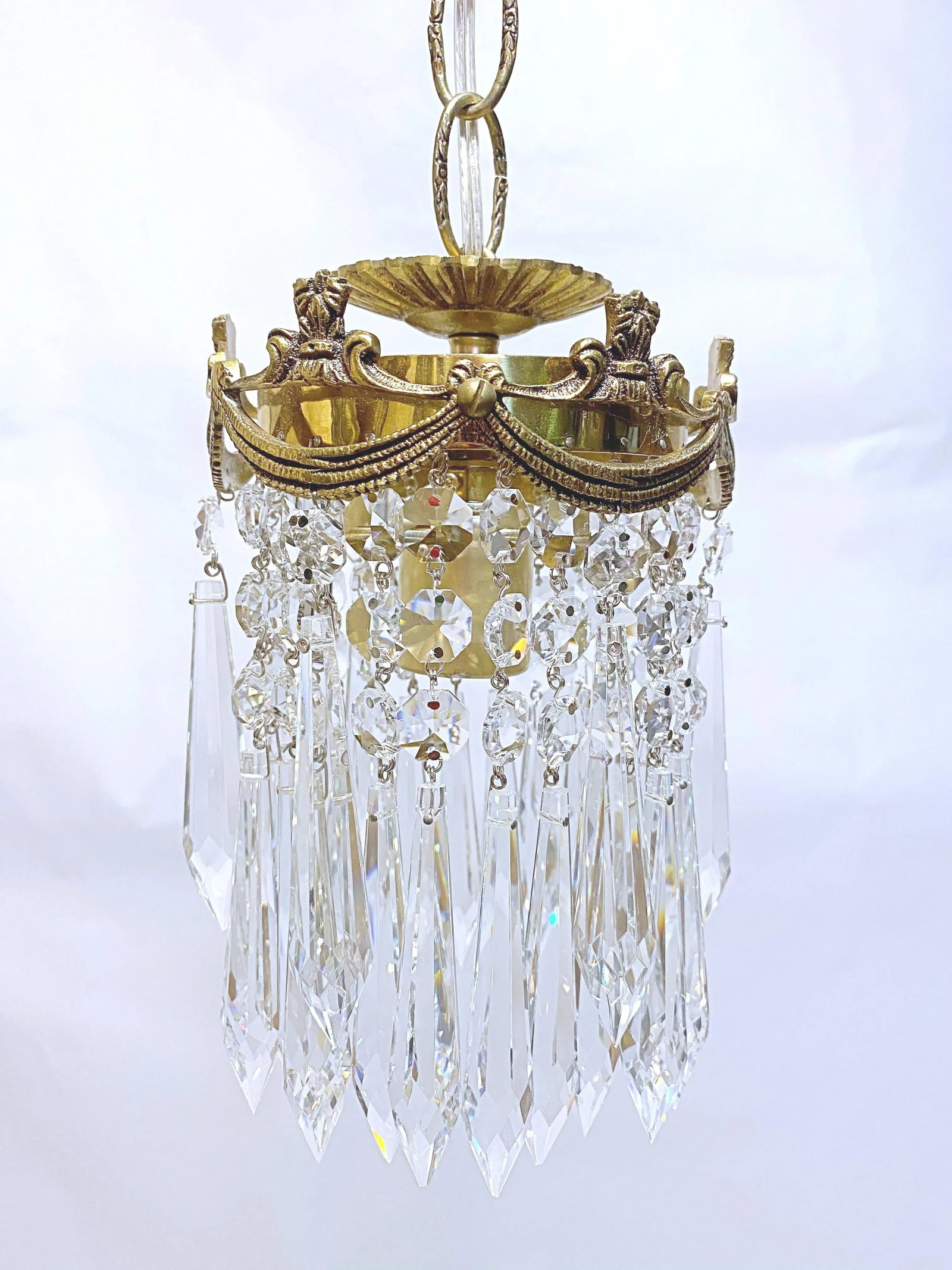 Vintage Portuguese Upside Down Layered Cake Rim Chandelier - 2