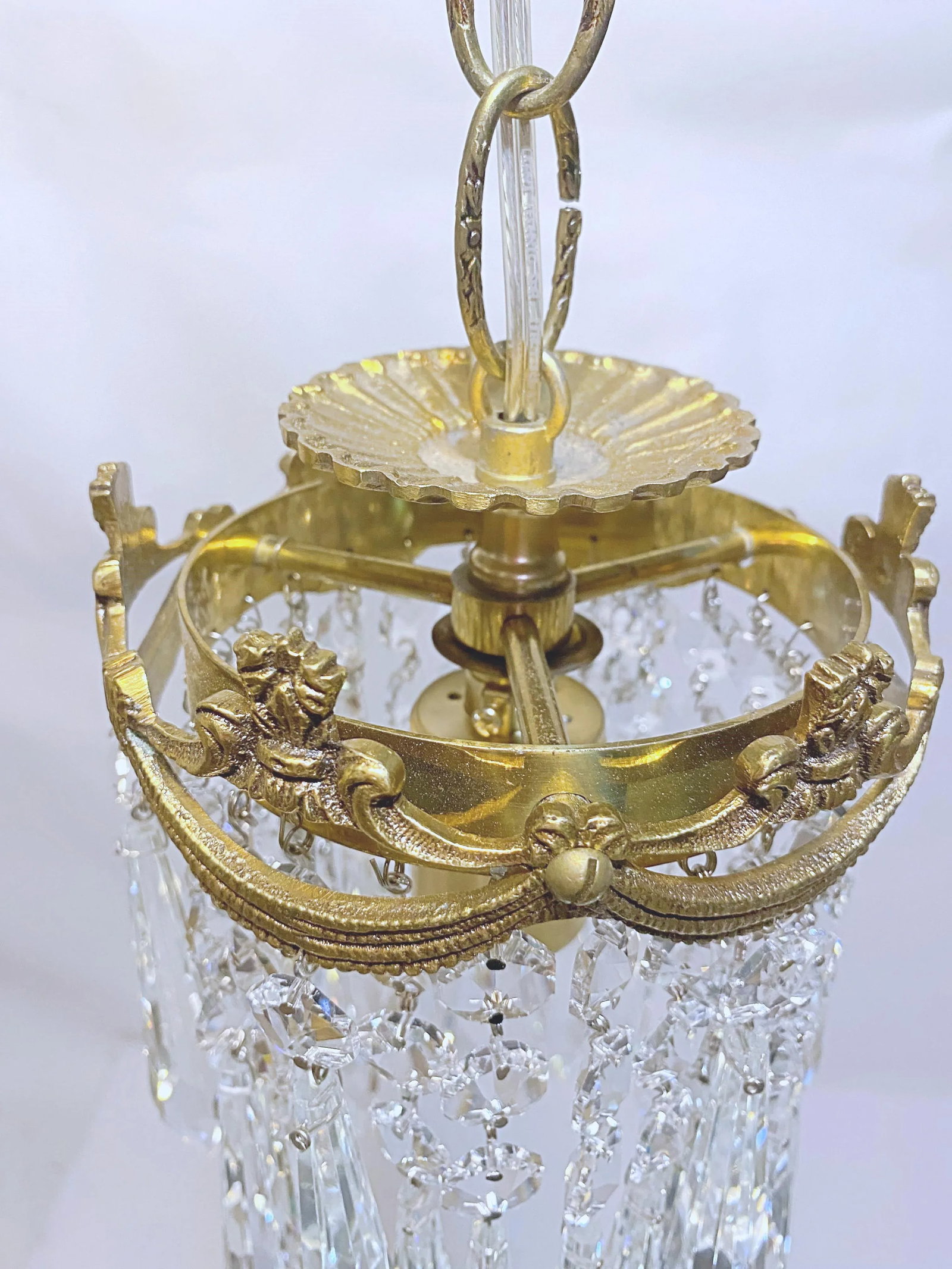 Vintage Portuguese Upside Down Layered Cake Rim Chandelier - 3