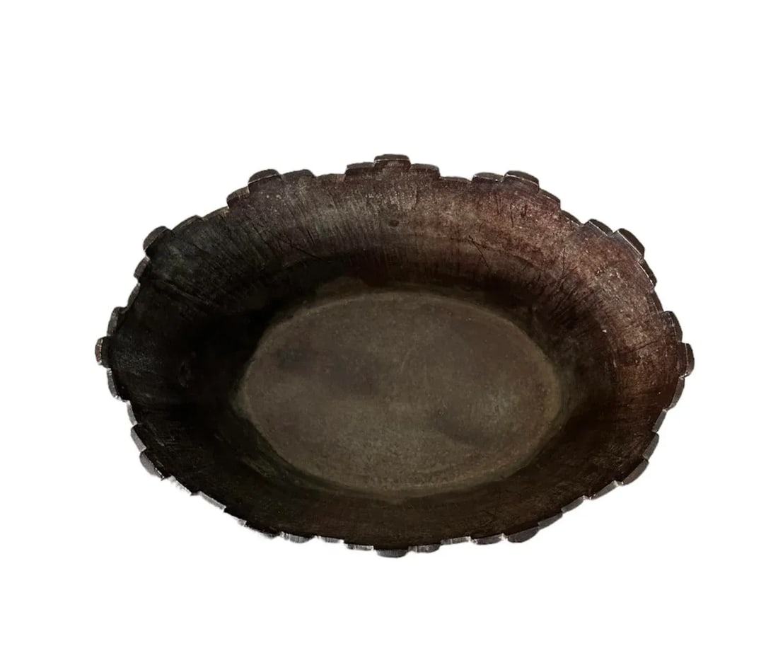 Vintage Bronze Chinoiserie Style Chinese Footed Faux Bamboo Oval Sunburst Cache Pot / Cachepot / Pla - 2