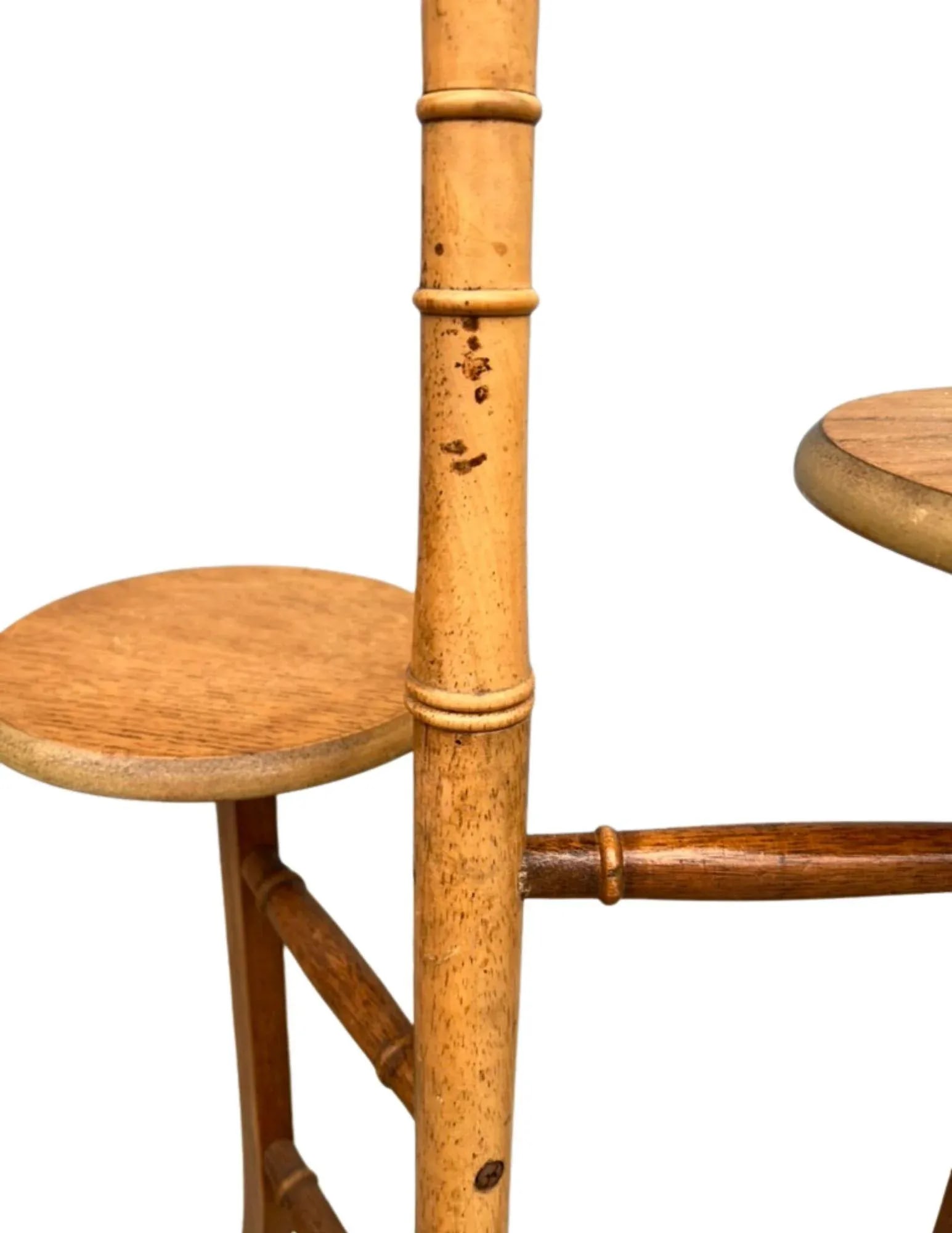 Mid-Century Bamboo Plant Stand/Side Table - 7