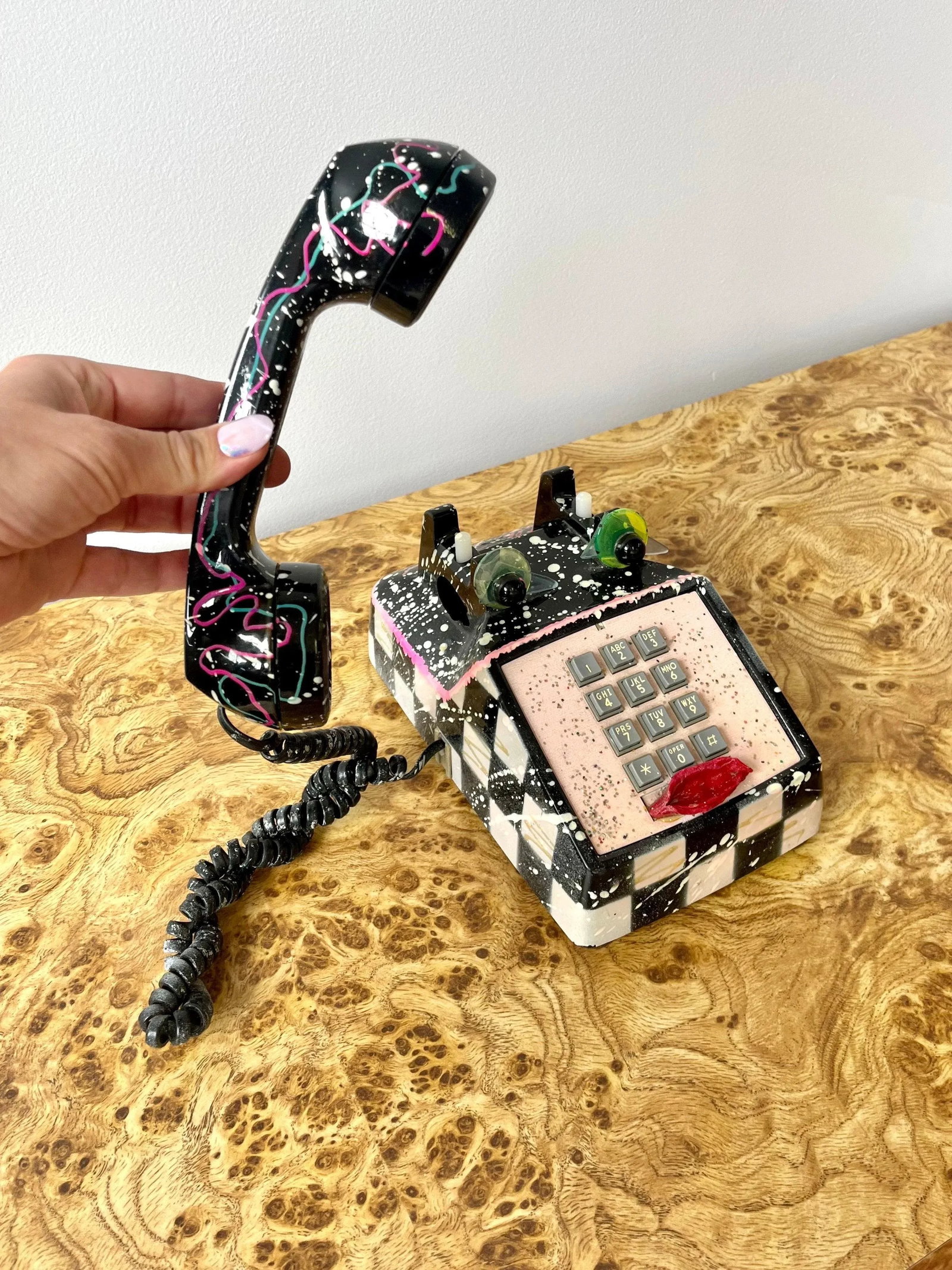 1990s Postmodern Original Signed Hollis Fingold Painted Telephone "Phoneys" Sculpture - 5