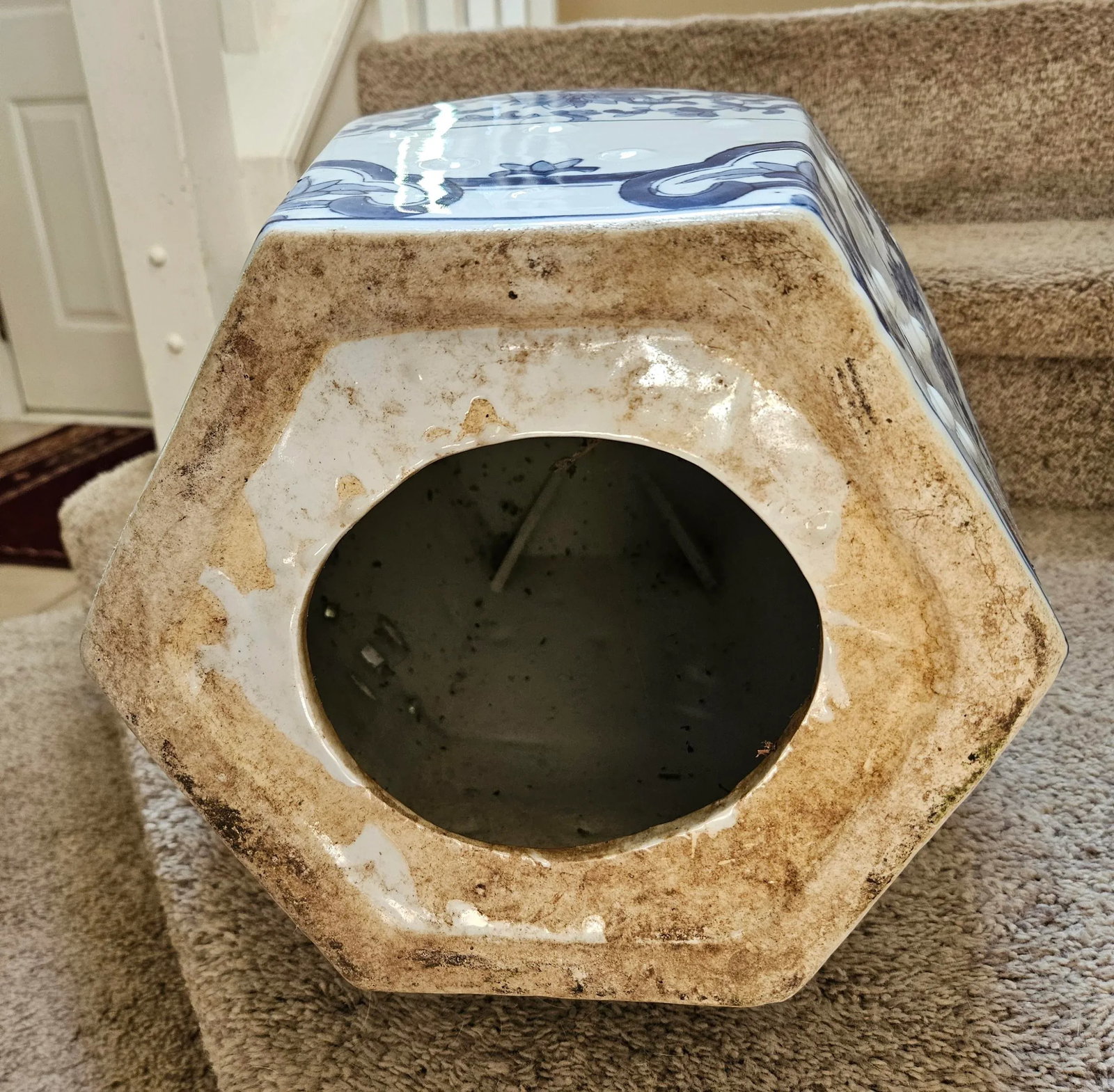 Blue & White Garden Seat - 4
