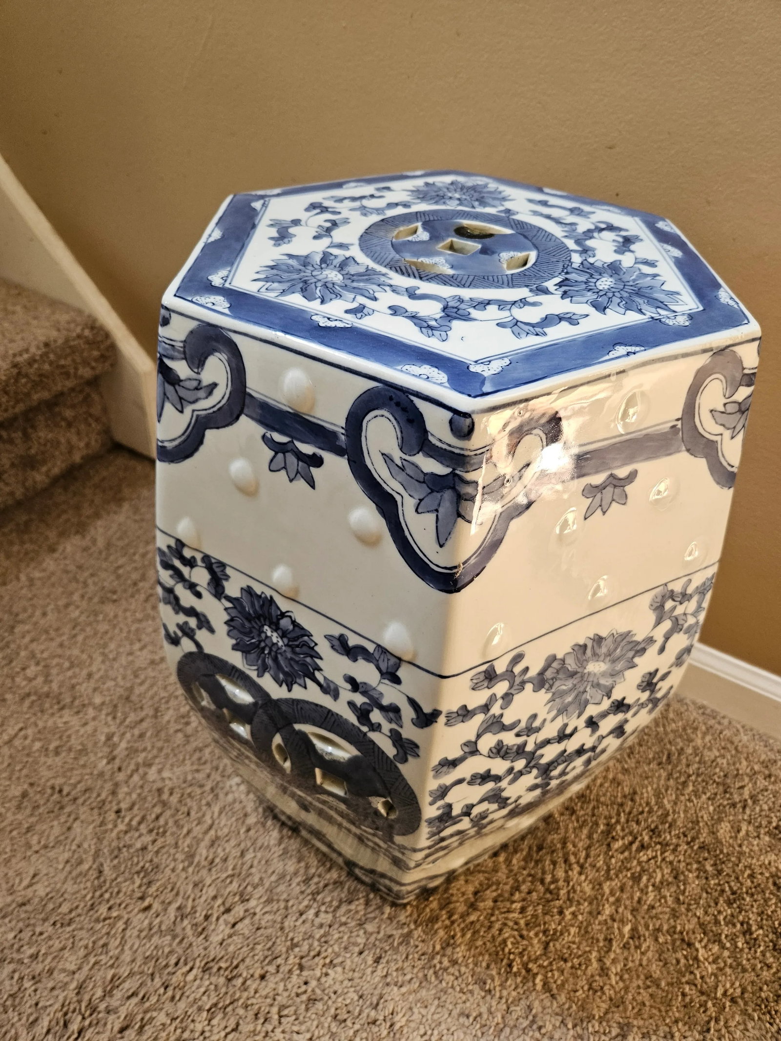 Blue & White Garden Seat - 6