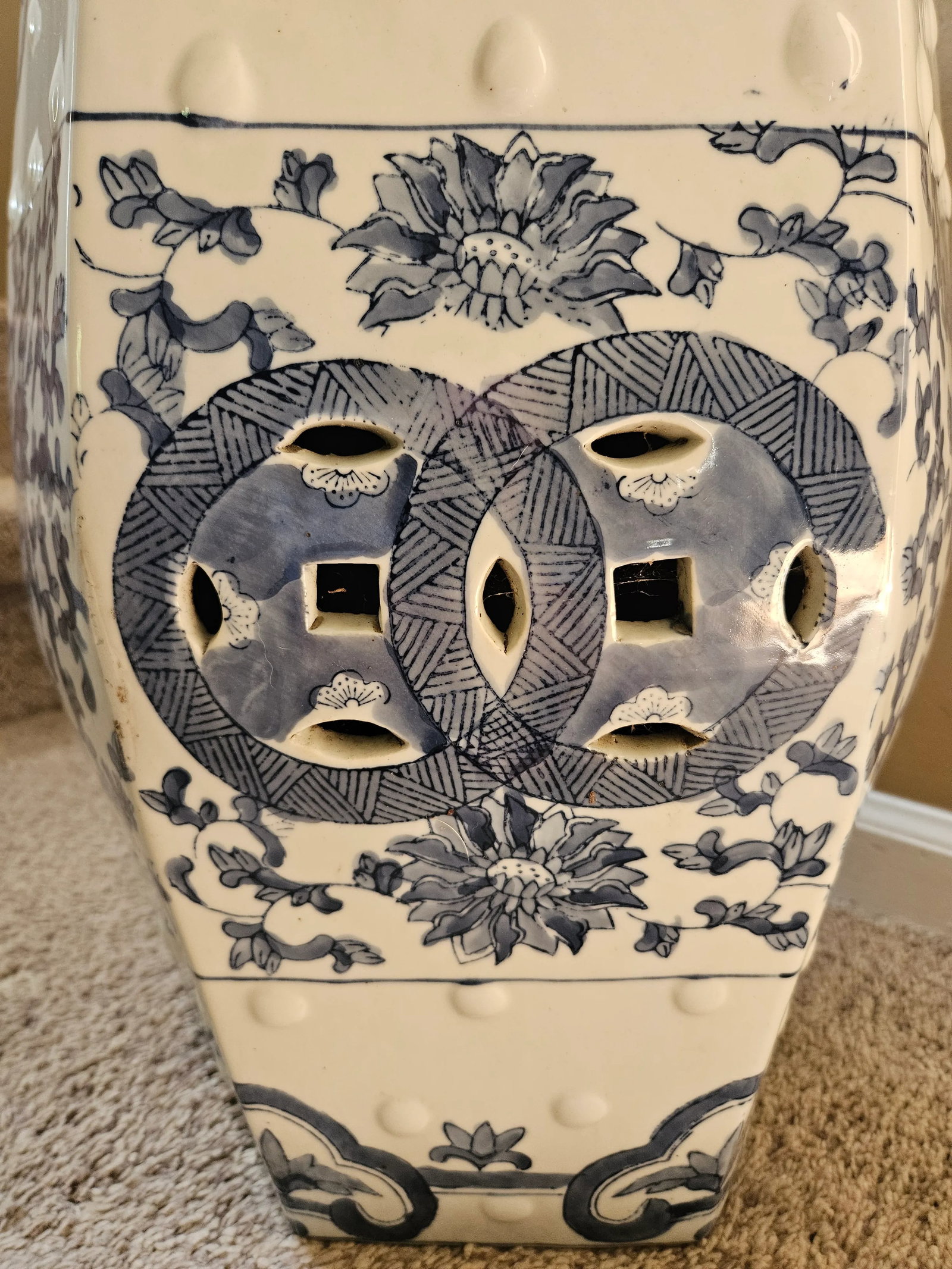 Blue & White Garden Seat - 7