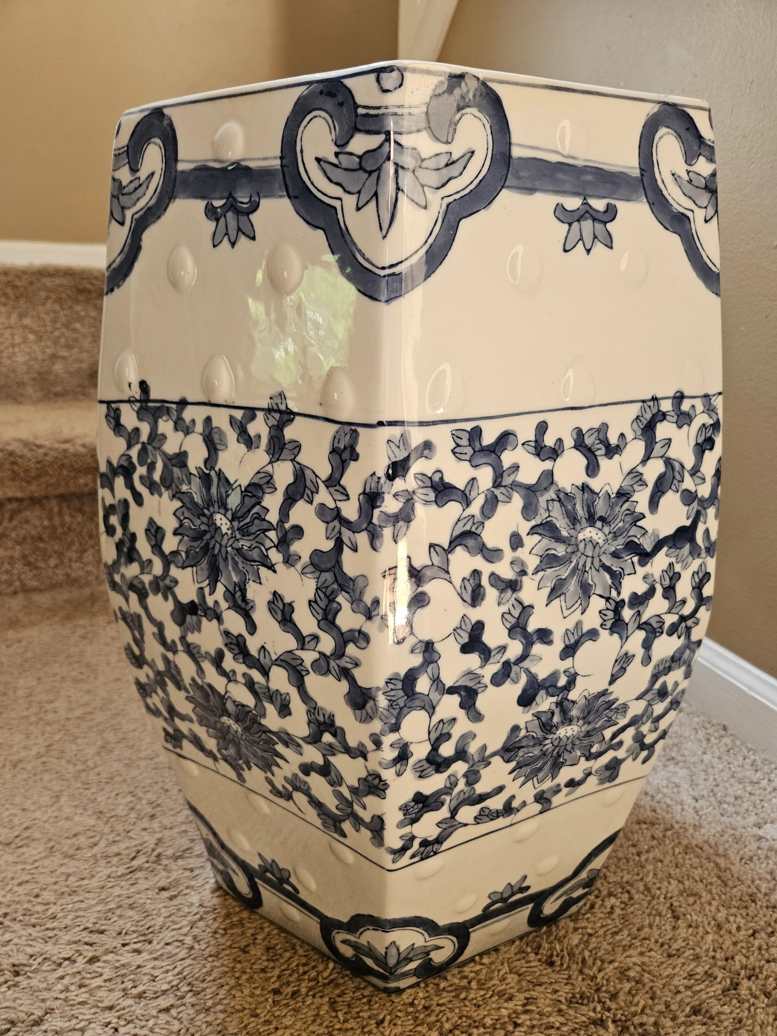 Blue & White Garden Seat - 9