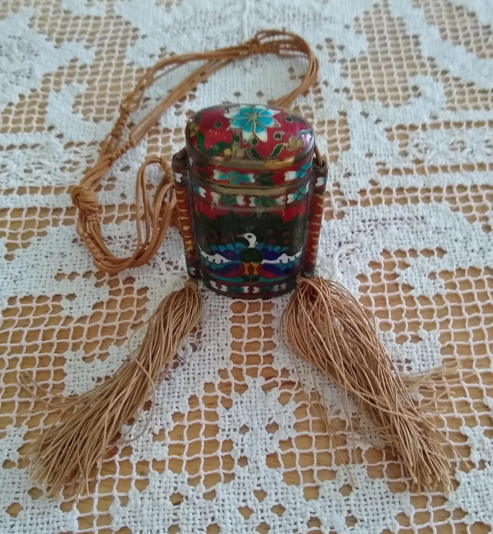 Vintage Chinese Cloissone Perfume Container Neckware - 3