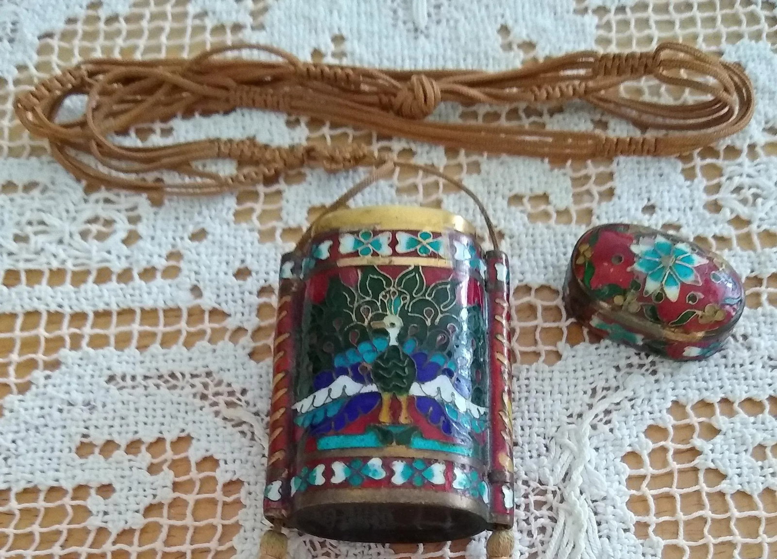 Vintage Chinese Cloissone Perfume Container Neckware - 7