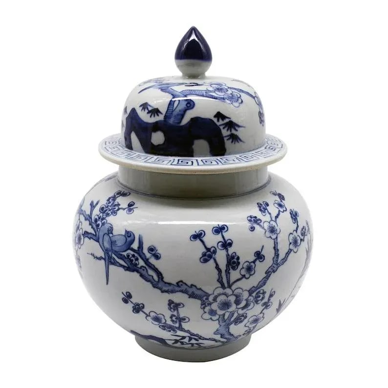 Blue and White Bird Flower Gingerjar Chinoiserie Chic - 2