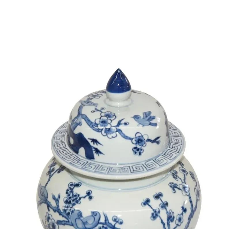 Blue and White Bird Flower Gingerjar Chinoiserie Chic - 3