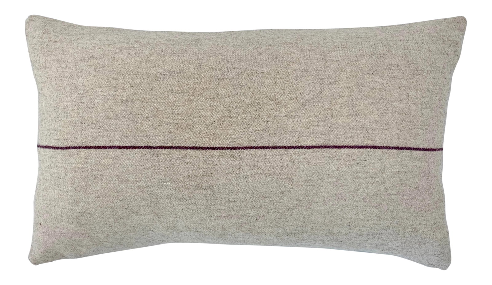 Italian FirmaMenta Eco-Friendly Burgundy and Cream Stripes Wool Lumbar Pillow: Inspired by the colors of Tuscany this line of pillows from FirmaMenta is super soft and made of an eco-friendly wool. Color create natural and relaxing interiors. This sustainable fabric is produced