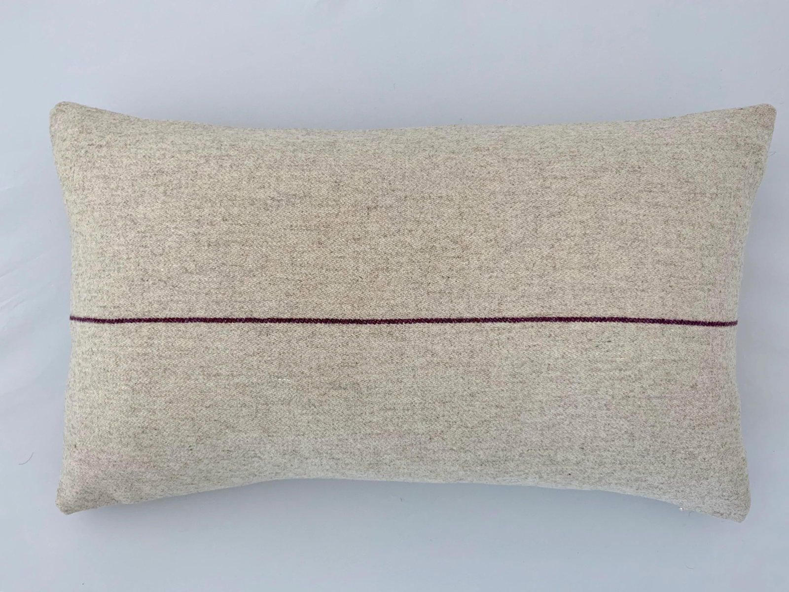 Italian FirmaMenta Eco-Friendly Burgundy and Cream Stripes Wool Lumbar Pillow - 4