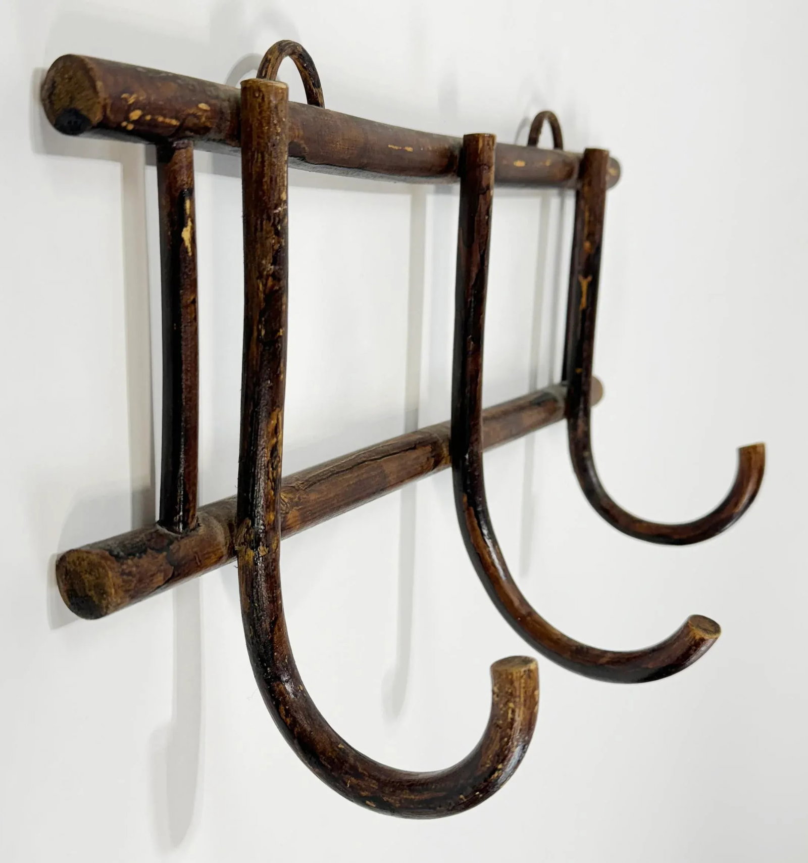 Vintage Bentwood Three Loop Wall Hook - 5