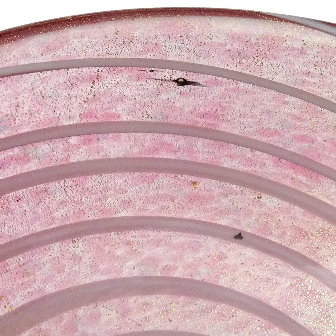 Vintage Barbini Murano Pink White Swirl Gold Flecks Italian Art Glass Decorative Ring Bowl Vide Poch - 6
