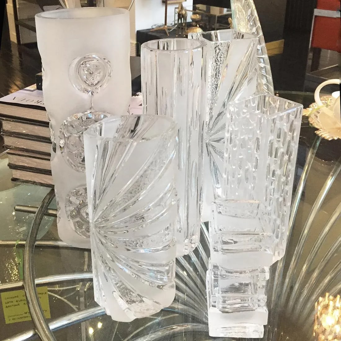 Round Modernist Crystal Vase - 2